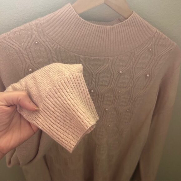 Briggs soft blush pink mock neck sweater with pearl detailing size XL - Picture 8 of 9